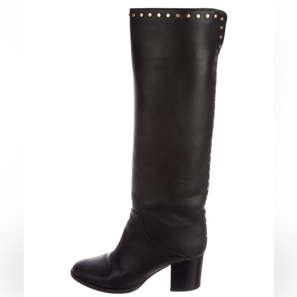 Jimmy Choo Monroe Leather Knee-High Knee Boots with Studs black size 7